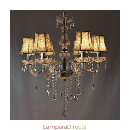 Lámpara de araña moderna de lujo de 6 luces con decoración de cristal Lámpara de araña moderna de lujo de 6 luces con decoración de cristal