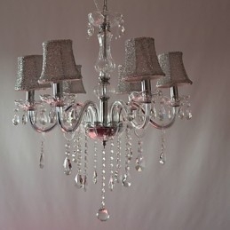 Lámpara de araña moderna de lujo de 6 luces con decoración de cristal