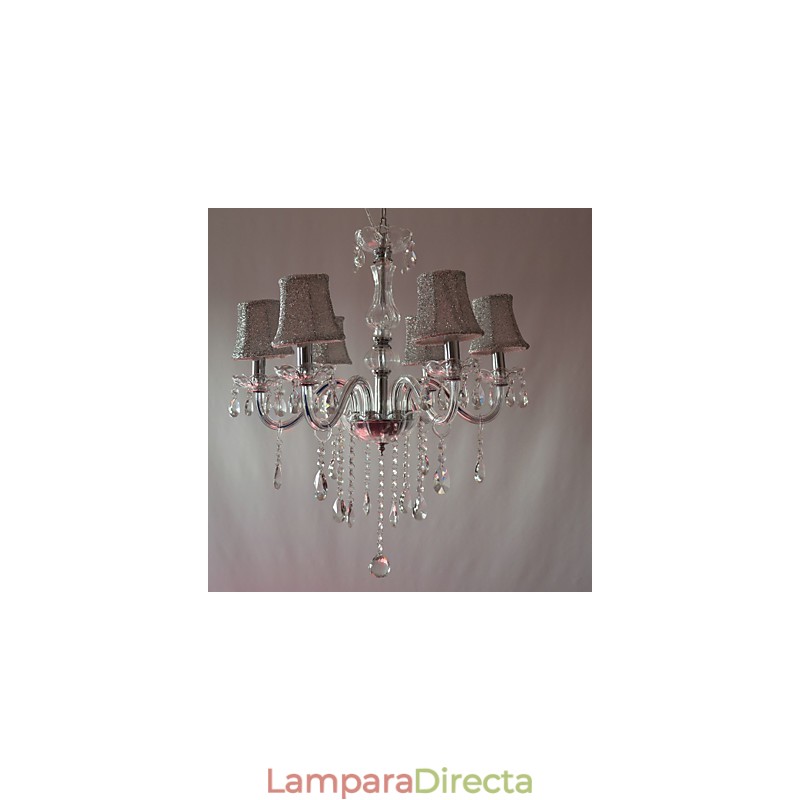 Lámpara de araña moderna de lujo de 6 luces con decoración de cristal