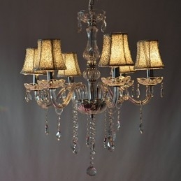 Lámpara de araña moderna de lujo de 6 luces con decoración de cristal
