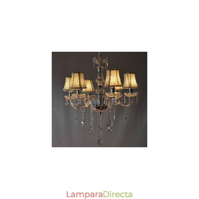 Lámpara de araña moderna de lujo de 6 luces con decoración de cristal