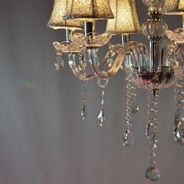 Lámpara de araña moderna de lujo de 6 luces con decoración de cristal