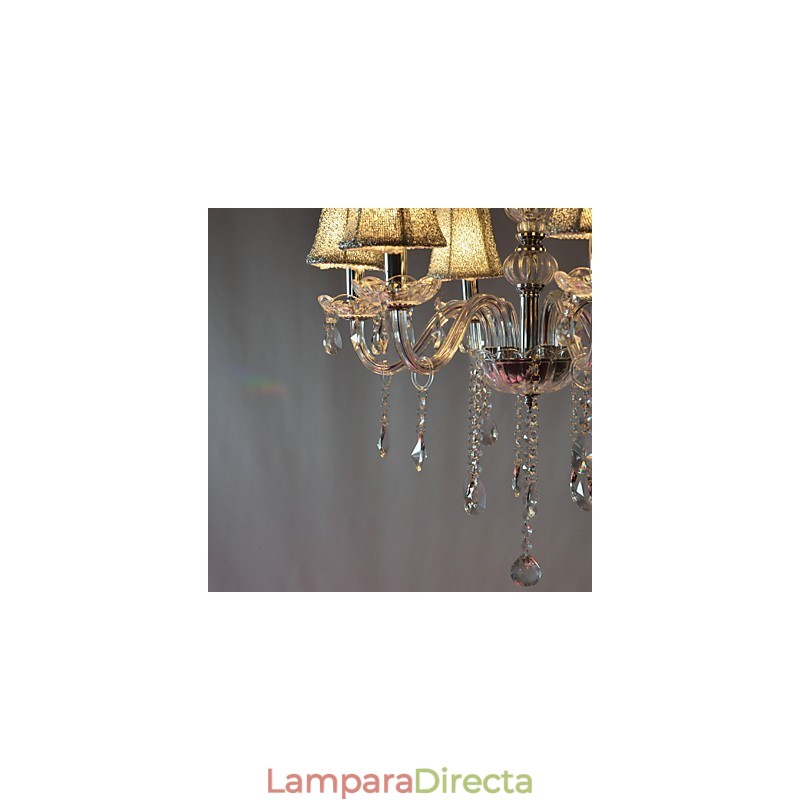 Lámpara de araña moderna de lujo de 6 luces con decoración de cristal