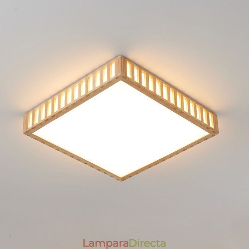 Lámpara de techo japonesa cuadrada de madera