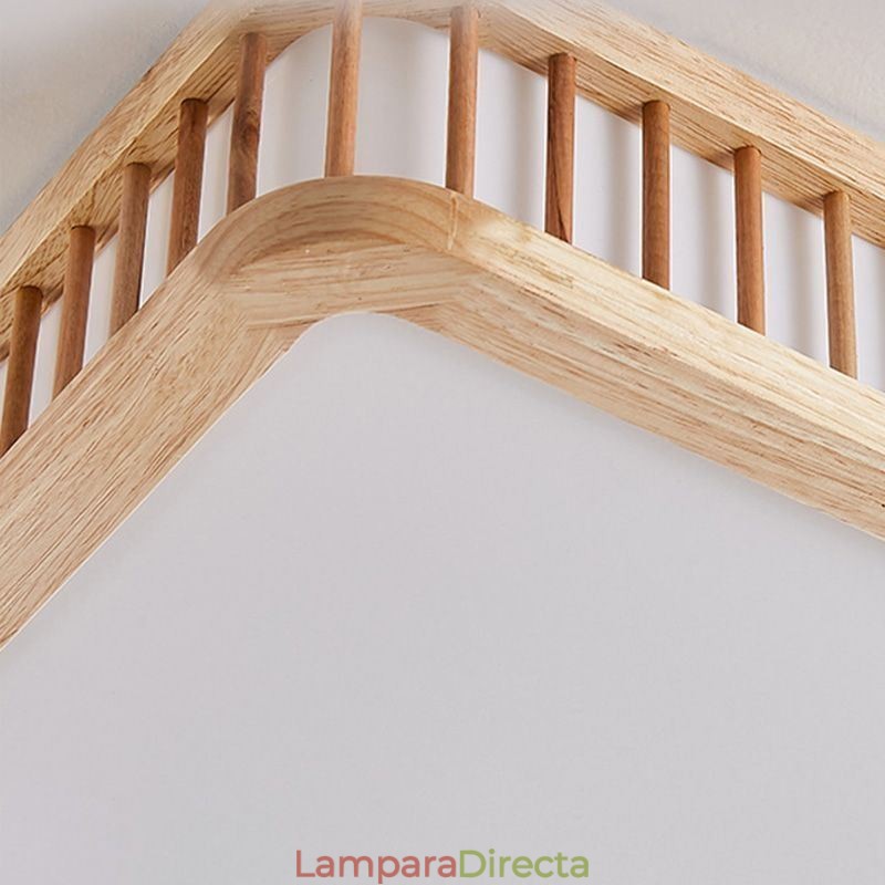 Lámpara de techo japonesa cuadrada de madera