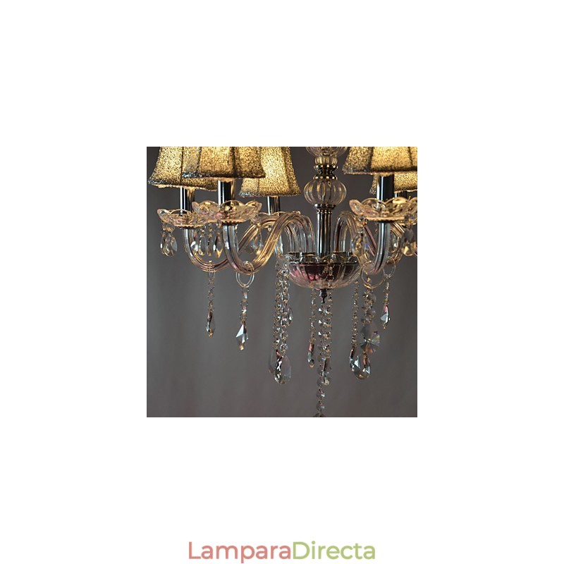 Lámpara de araña moderna de lujo de 6 luces con decoración de cristal
