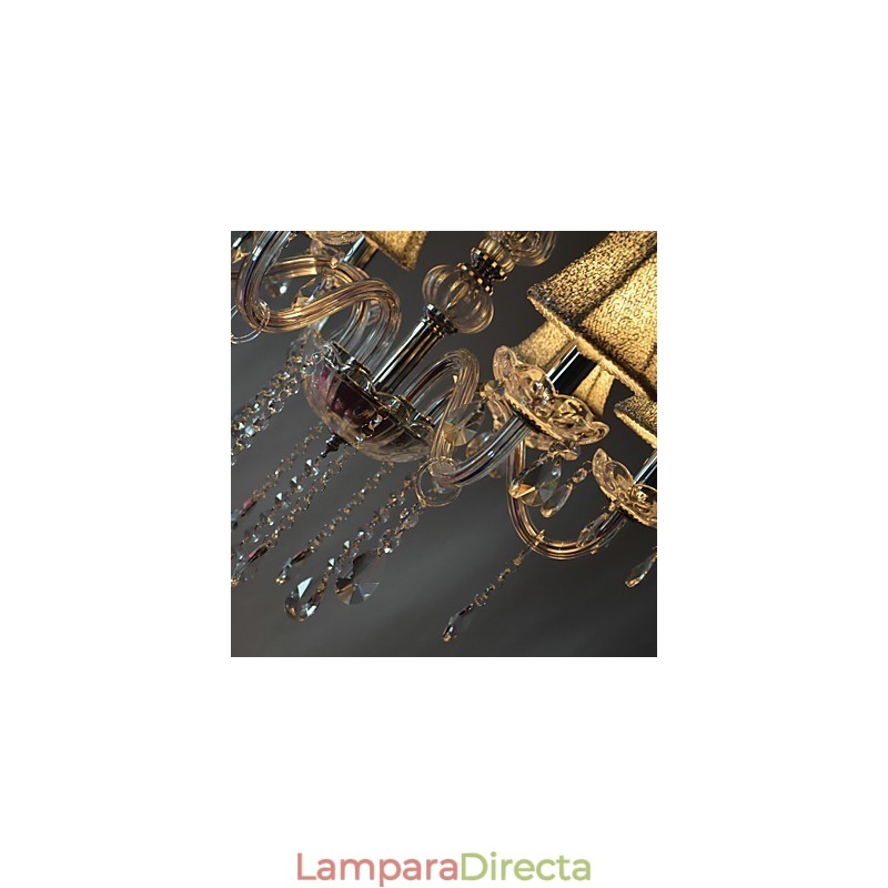 Lámpara de araña moderna de lujo de 6 luces con decoración de cristal