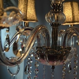 Lámpara de araña moderna de lujo de 6 luces con decoración de cristal