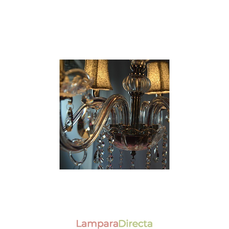 Lámpara de araña moderna de lujo de 6 luces con decoración de cristal