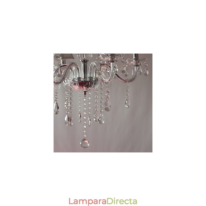 Lámpara de araña moderna de lujo de 6 luces con decoración de cristal
