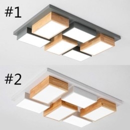 Lámpara de techo acrílica moderna con diseño geométrico de madera.