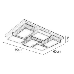 Lámpara de techo acrílica moderna con diseño geométrico de madera.