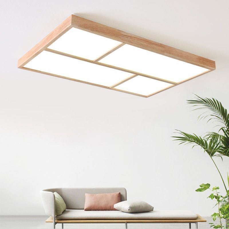 Lámpara de techo moderna minimalista de estilo madera con montaje empotrado