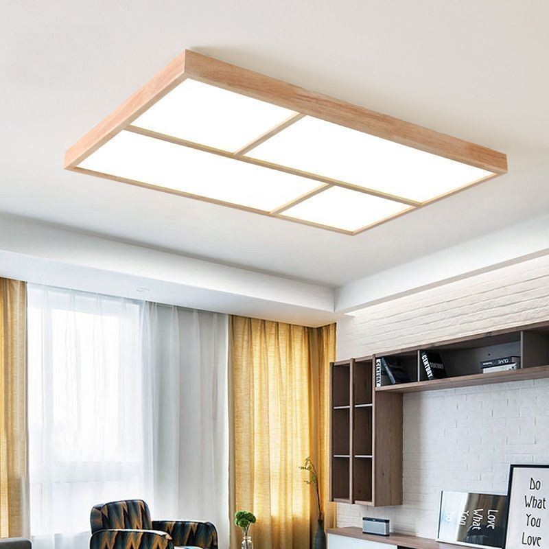 Lámpara de techo moderna minimalista de estilo madera con montaje empotrado