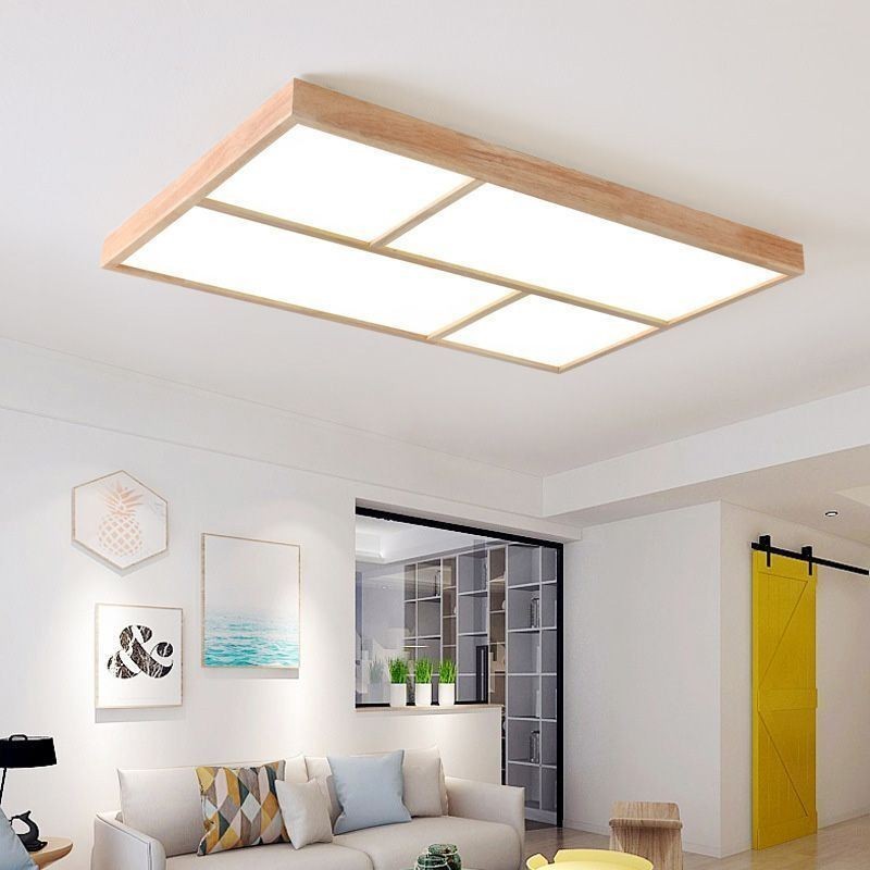 Lámpara de techo moderna minimalista de estilo madera con montaje empotrado