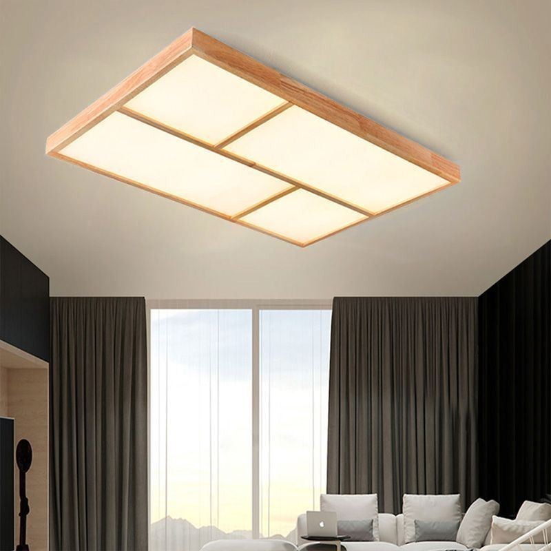 Lámpara de techo moderna minimalista de estilo madera con montaje empotrado