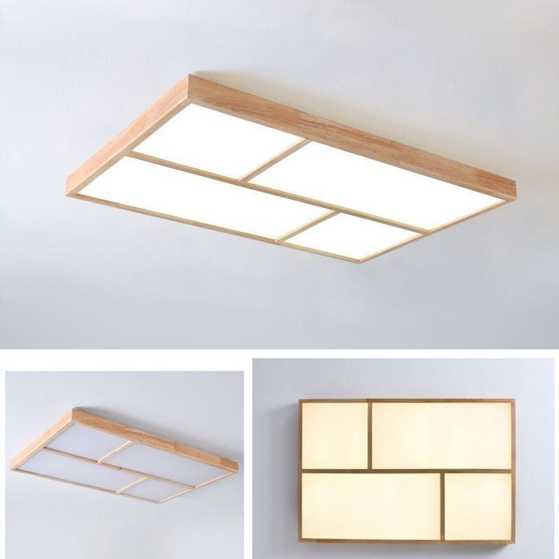 Lámpara de techo moderna minimalista de estilo madera con montaje empotrado