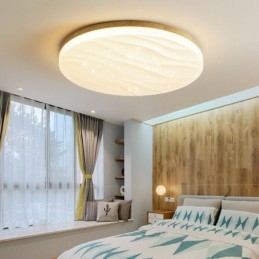 Lámpara de techo japonesa de madera acrílica redonda corrugada