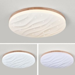 Lámpara de techo japonesa de madera acrílica redonda corrugada