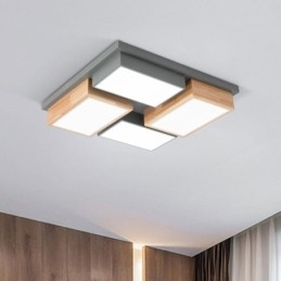 Lámpara de techo moderna de madera geométrica