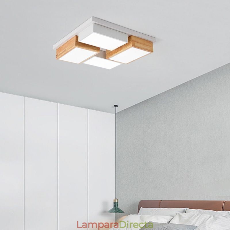 Lámpara de techo moderna de madera geométrica