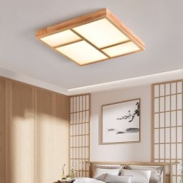 Lámpara de techo acrílica japonesa con diseño geométrico de madera