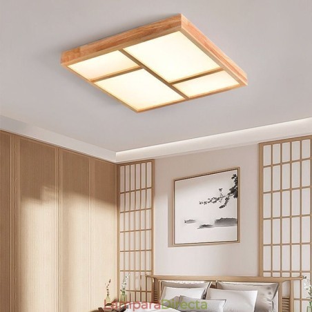 Lámpara de techo acrílica japonesa con diseño geométrico de madera Lámpara de techo acrílica japonesa con diseño geométrico de madera