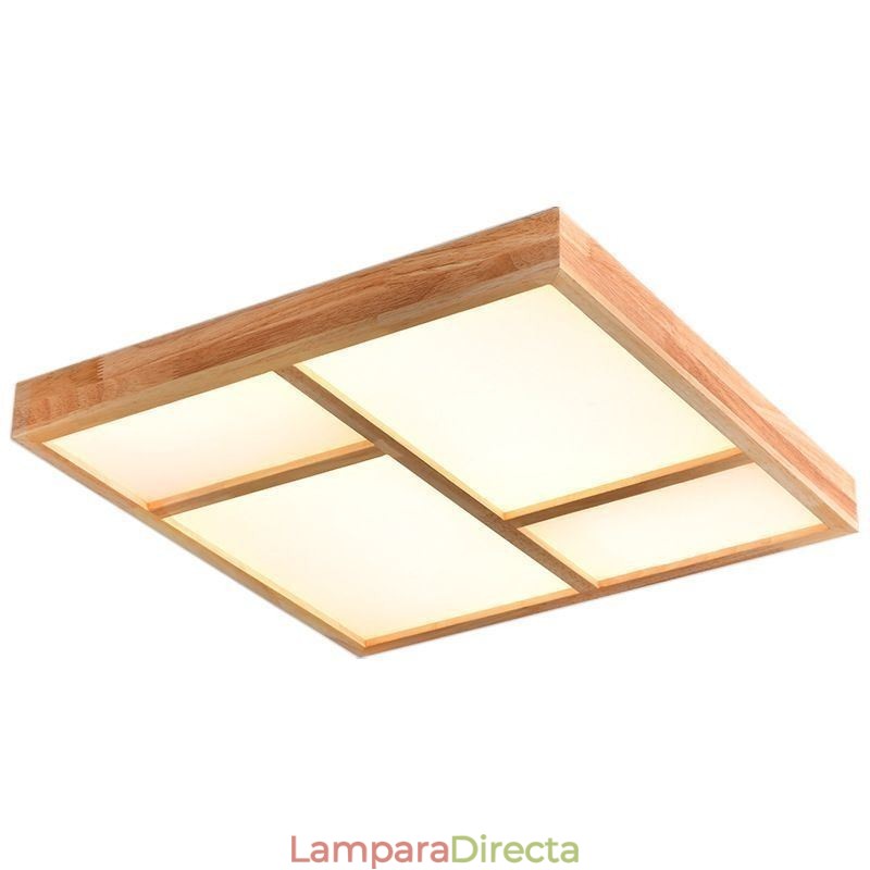 Lámpara de techo acrílica japonesa con diseño geométrico de madera