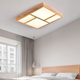 Lámpara de techo acrílica japonesa con diseño geométrico de madera