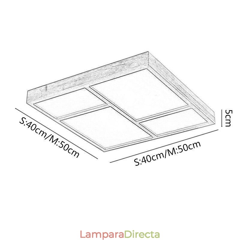 Lámpara de techo acrílica japonesa con diseño geométrico de madera