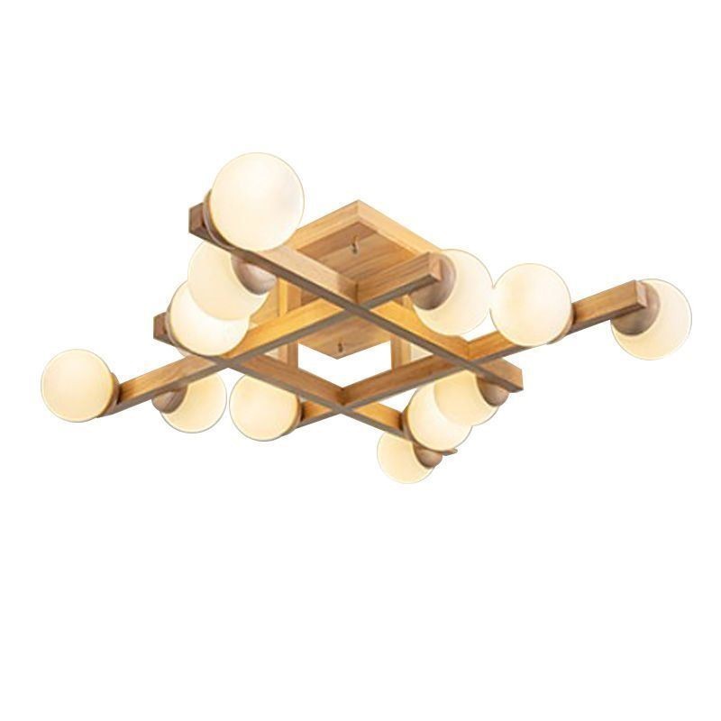 Lámpara de techo de madera japonesa con diseño molecular de frijol mágico