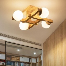 Lámpara de techo de madera japonesa con diseño molecular de frijol mágico