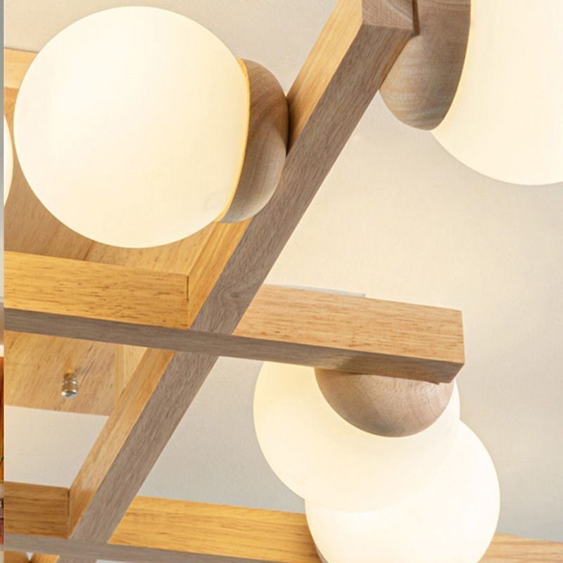 Lámpara de techo de madera japonesa con diseño molecular de frijol mágico