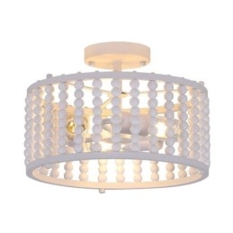 Lámpara de techo de 3 luces con cuentas de madera para vestíbulo