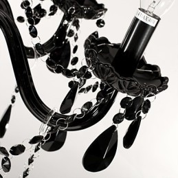 Lámpara de araña moderna de cristal negro de 6 luces