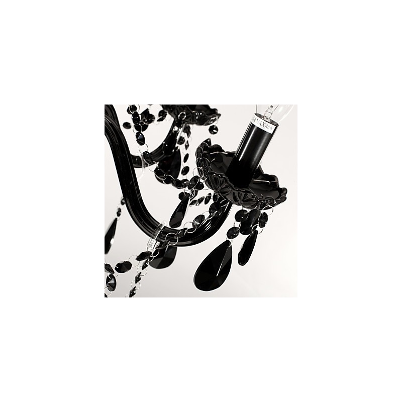 Lámpara de araña moderna de cristal negro de 6 luces