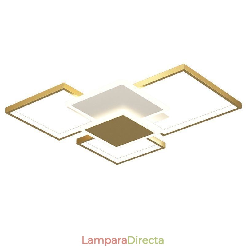 Lámpara de techo geométrica empotrada dorada moderna de 2 niveles