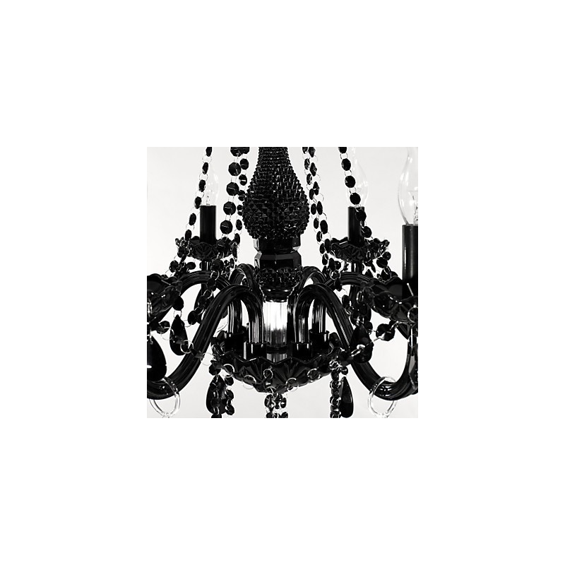 Lámpara de araña moderna de cristal negro de 6 luces