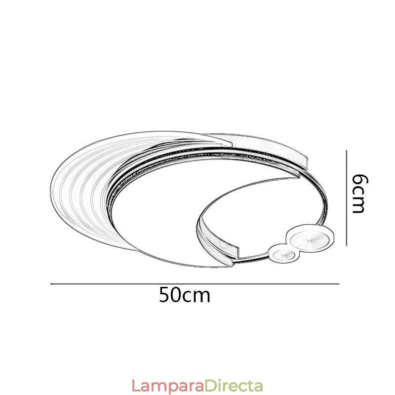 Lámpara de techo moderna regulable con forma de luna de 36 W.