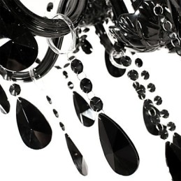 Lámpara de araña moderna de cristal negro de 6 luces