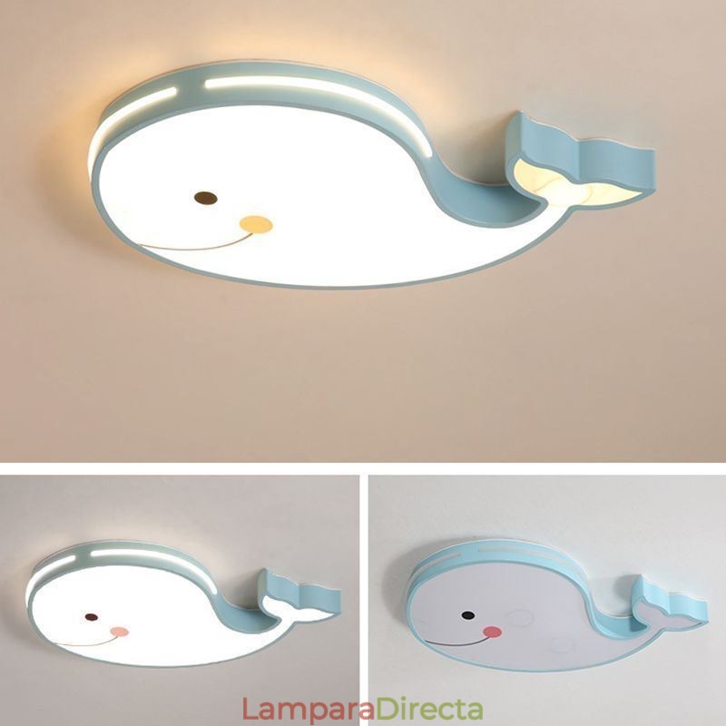 Lámpara de techo regulable con diseño de delfín, accesorio de techo creativo para niños