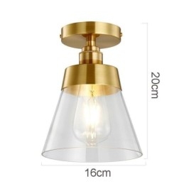 Lámpara de techo contemporánea de cristal, 1 luz, acabado en latón