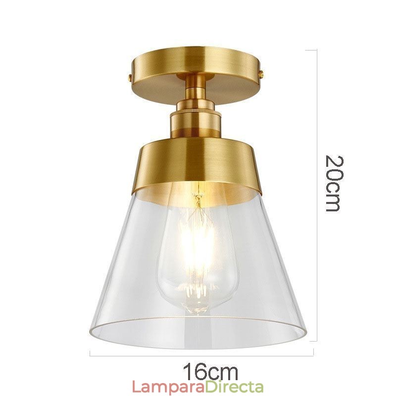 Lámpara de techo contemporánea de cristal, 1 luz, acabado en latón