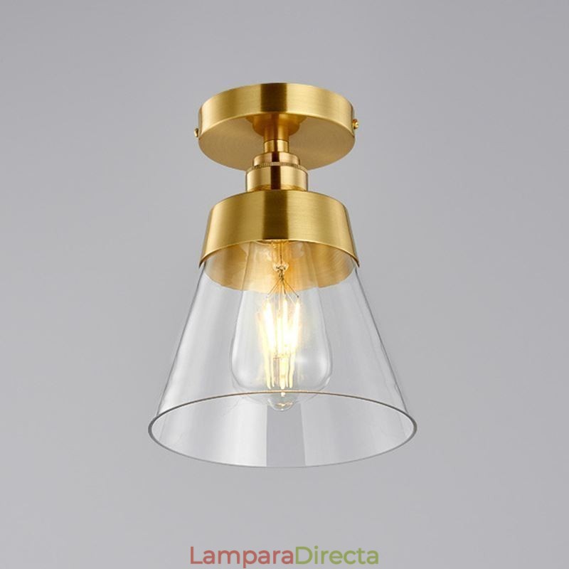 Lámpara de techo contemporánea de cristal, 1 luz, acabado en latón