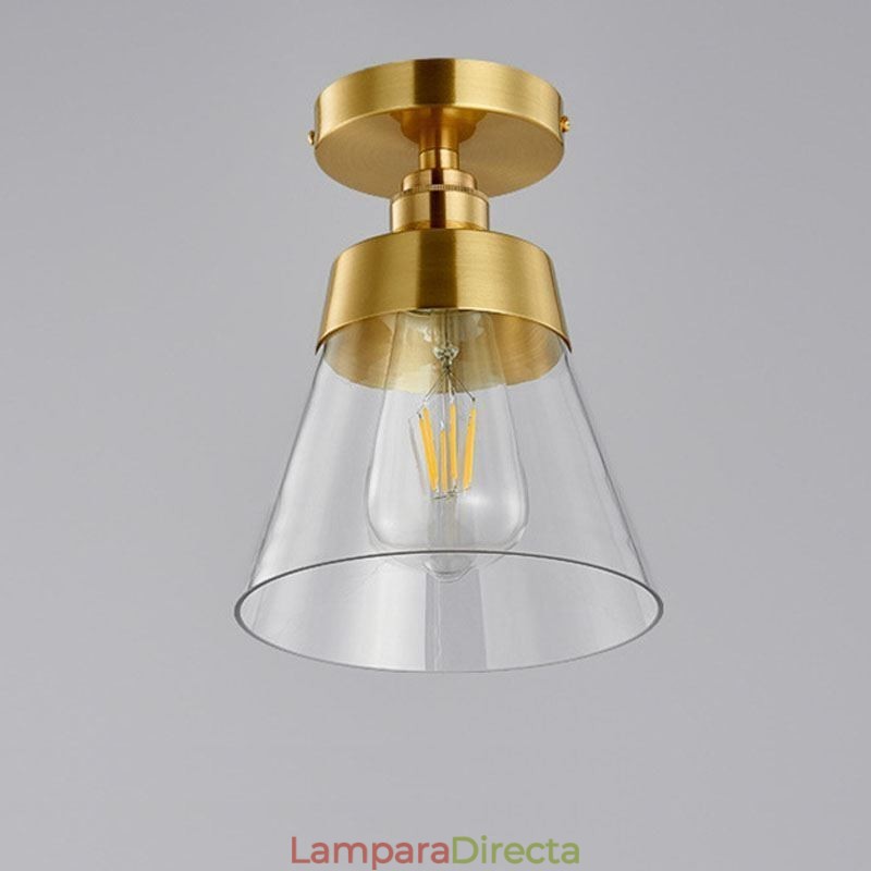 Lámpara de techo contemporánea de cristal, 1 luz, acabado en latón