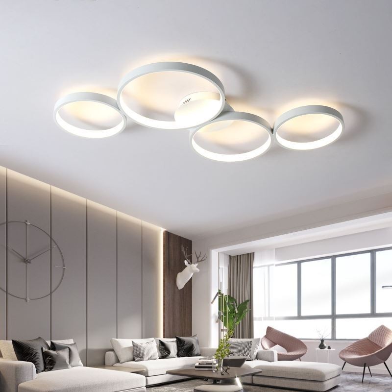 Lámpara de techo de 7200 lm, 4 anillos, accesorio de iluminación