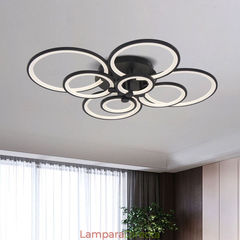 Lámpara de techo moderna con anillo circular y luz regulable
