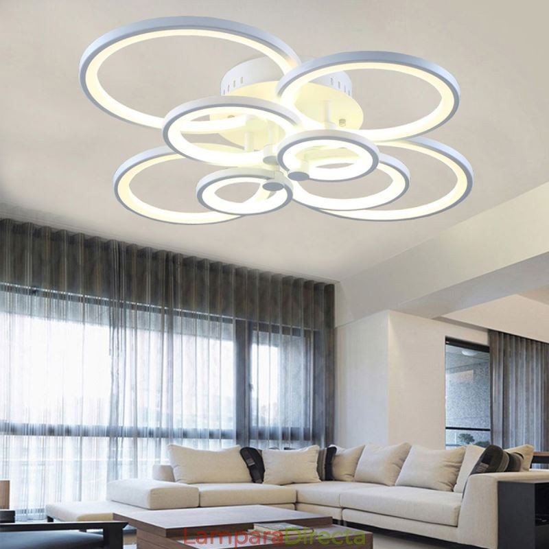 Lámpara de techo moderna con anillo circular y luz regulable