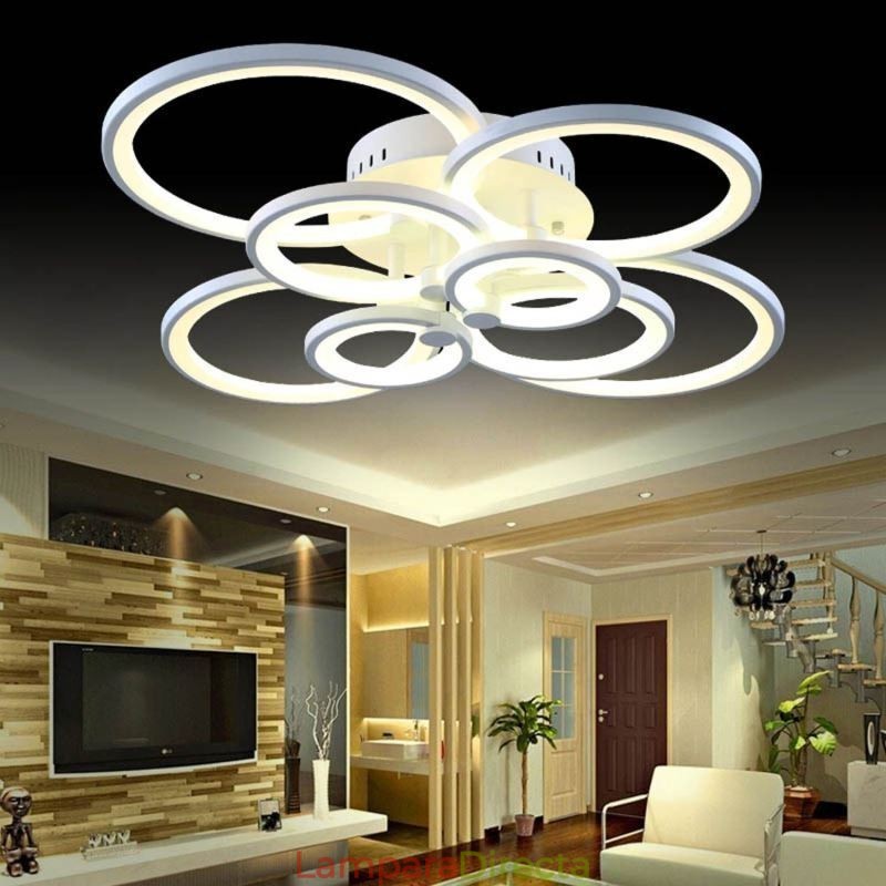 Lámpara de techo moderna con anillo circular y luz regulable