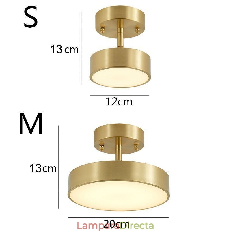 Mini lámpara de techo redonda de cobre dorado